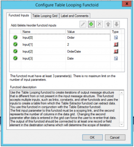 Configuration de le functoid Table Looping