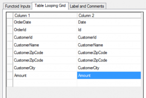 Configuration du functoid Table Looping