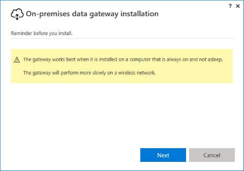 Install Azure On-Premises Data Gateway - step 1