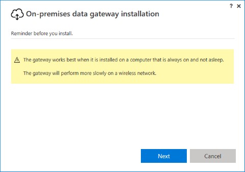 Installer Azure On-Premises Data Gateway - étape 1