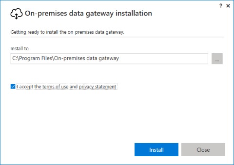 Installer Azure On-Premises Data Gateway - étape 2