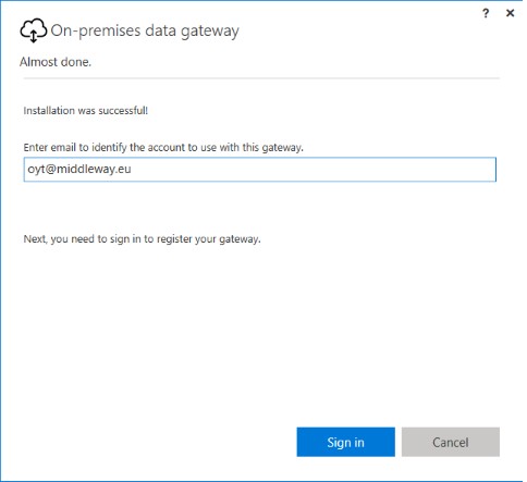 Installer Azure On-Premises Data Gateway - étape 3