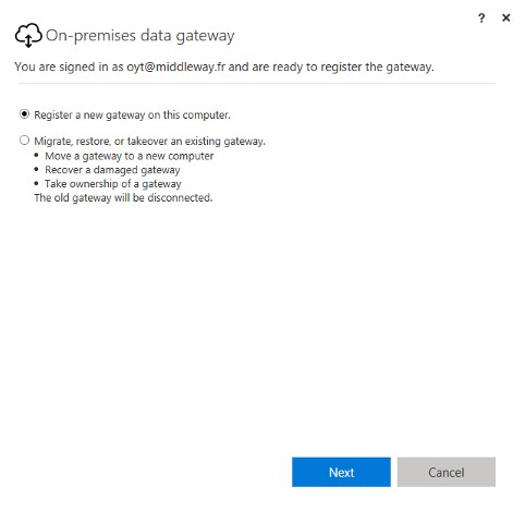 Installer Azure On-Premises Data Gateway - étape 4