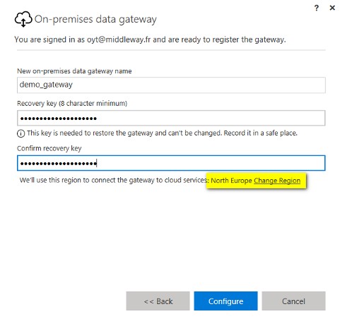 Installer Azure On-Premises Data Gateway - étape 5