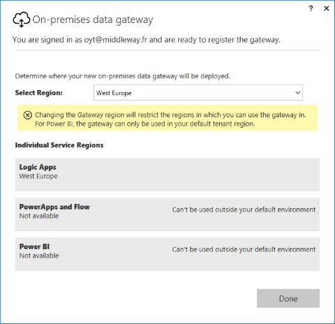 Install Azure On-Premises Data Gateway - step 7