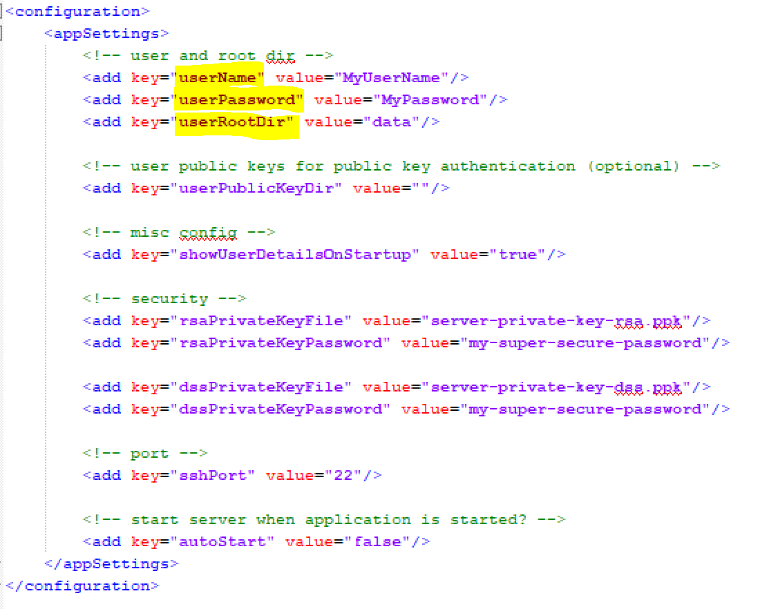 Rebex SFTP Server configuration