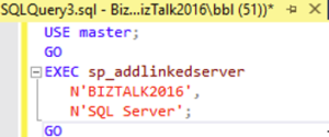 sql fix query biztalk adminsitrator on Azure