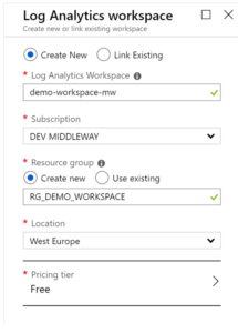 creer workspace log analytics