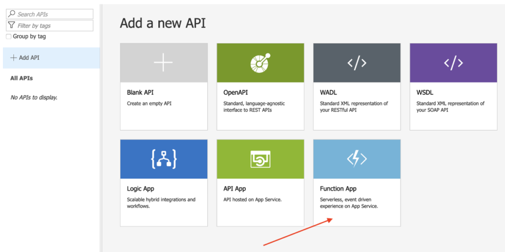 Selection function app apim