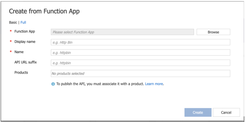 configure function app apim