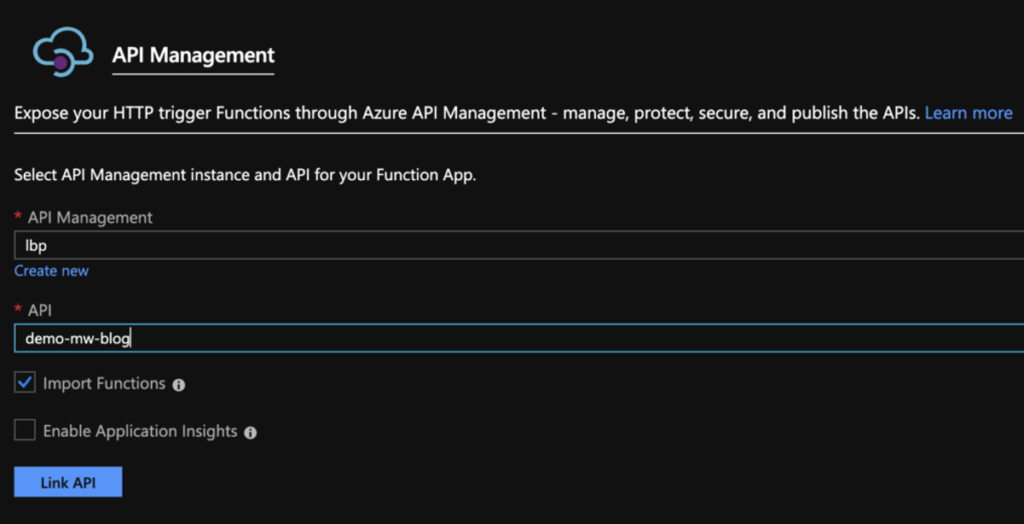 import back function app apim