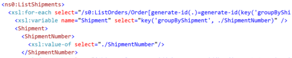 xslt grouper Shipment cle unique