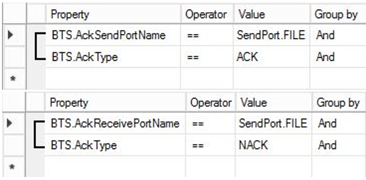 ack filter ports BizTalk Server