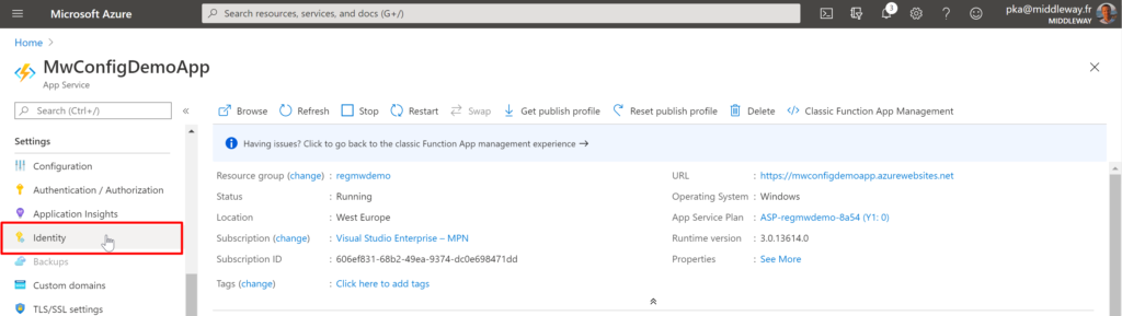 App Configuration - activation Managed Identity