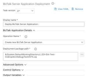 Pipeline stage BizTalk task configuration