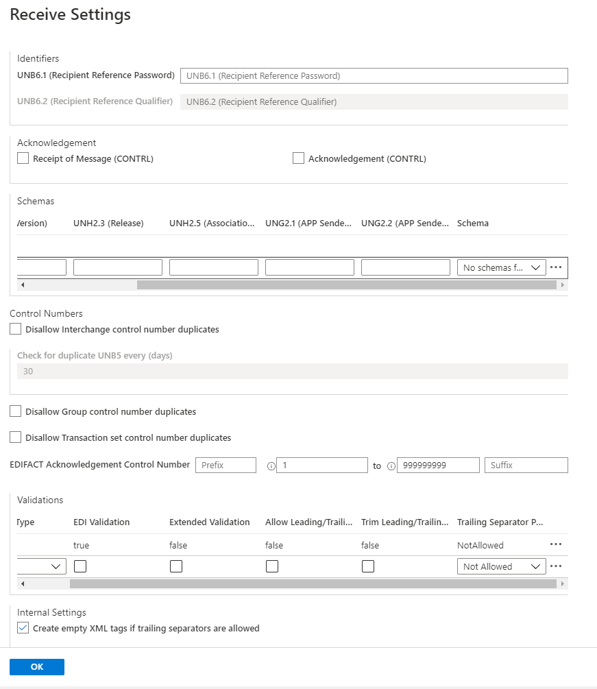 Receive Setting