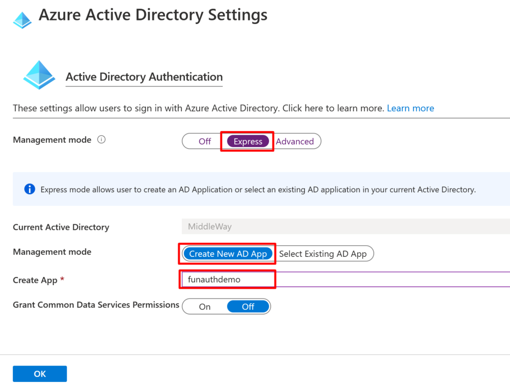 Azure Active Directory Settings