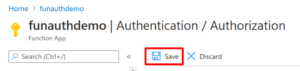 Saving Function App authentication settings