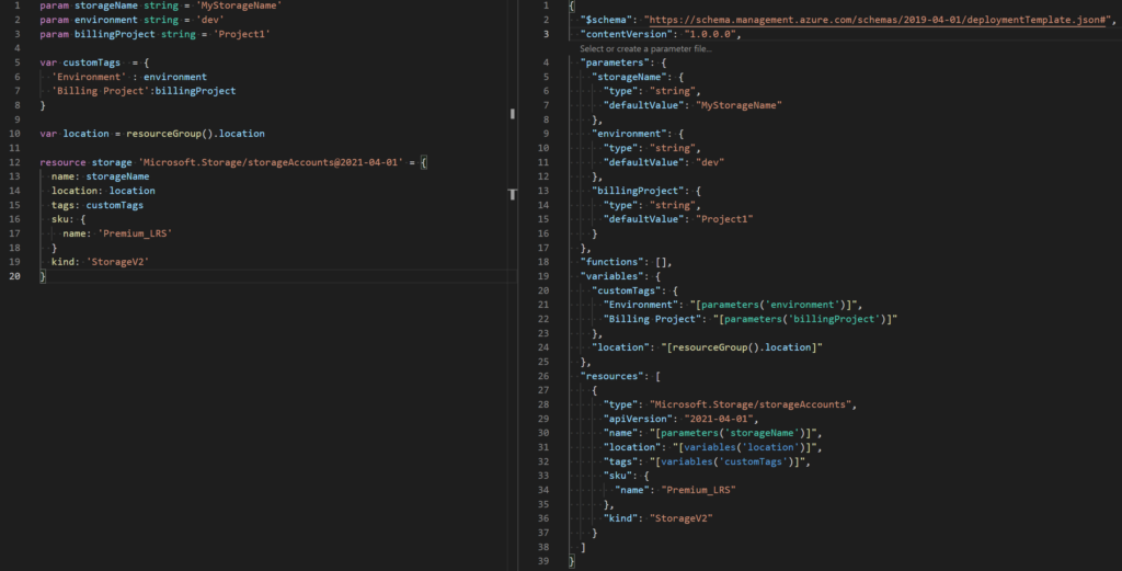 Bicep vs JSON