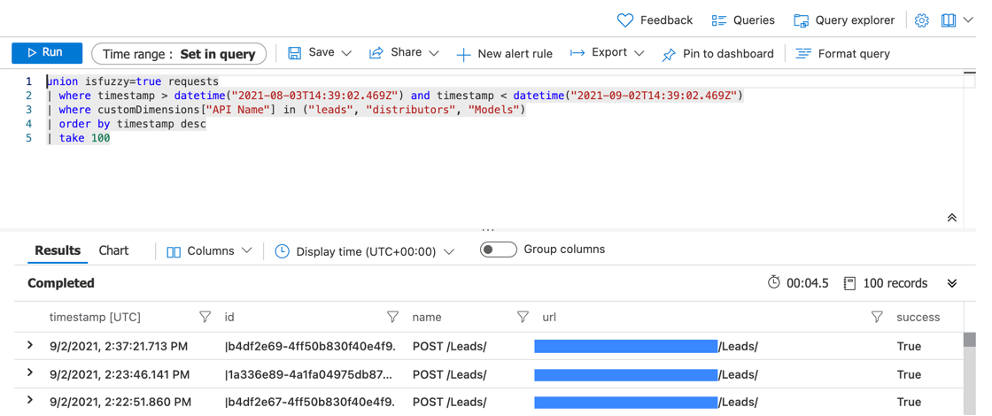 Requete Kusto App insight