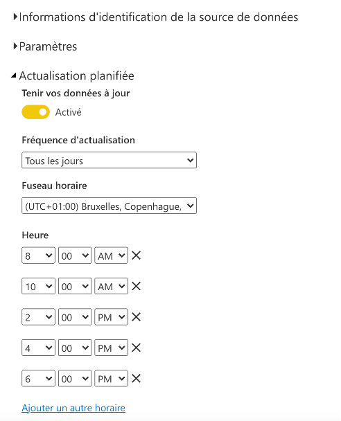 Panel mise à jour des données