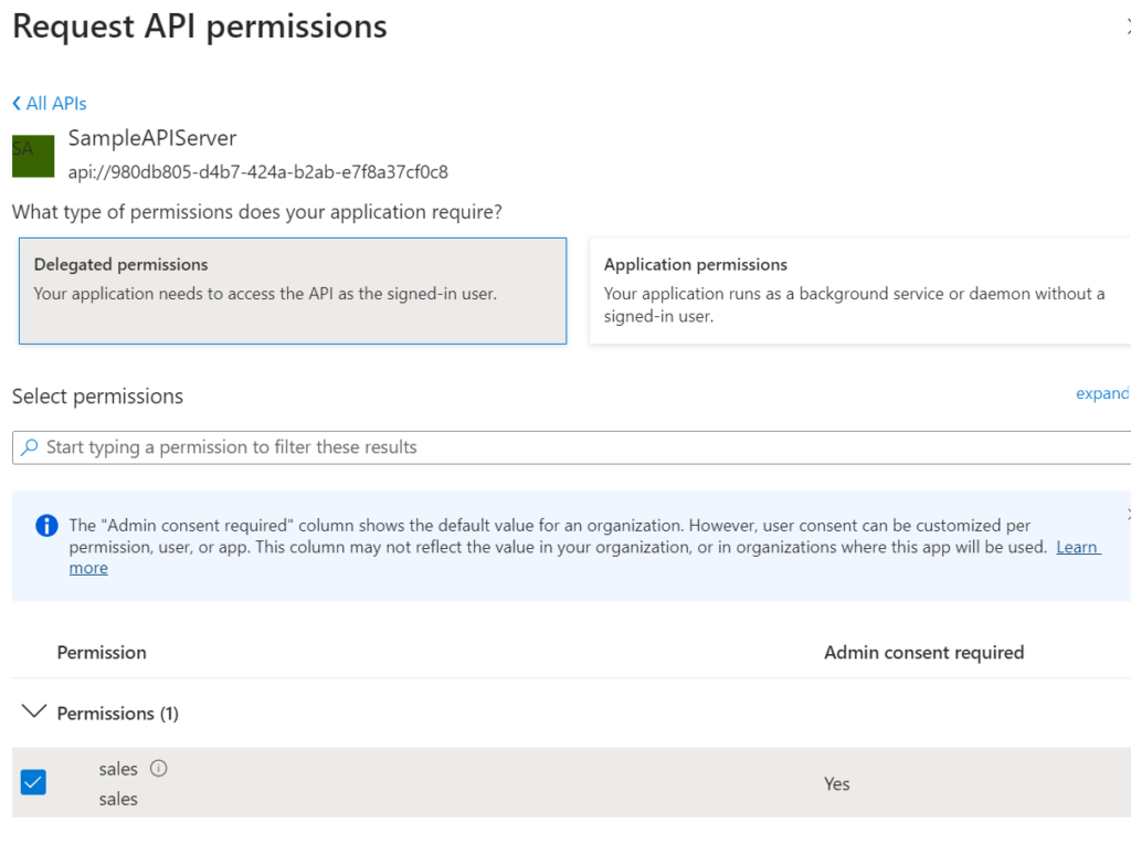 Request API permissions