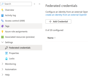managed identity federated-credentials