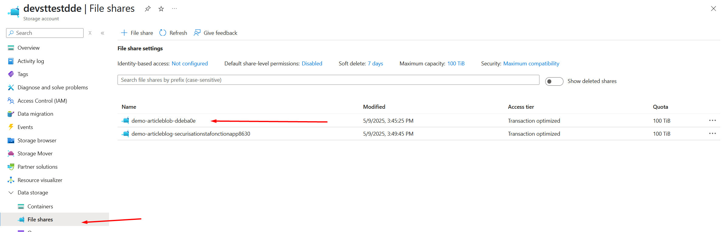 new file share container
