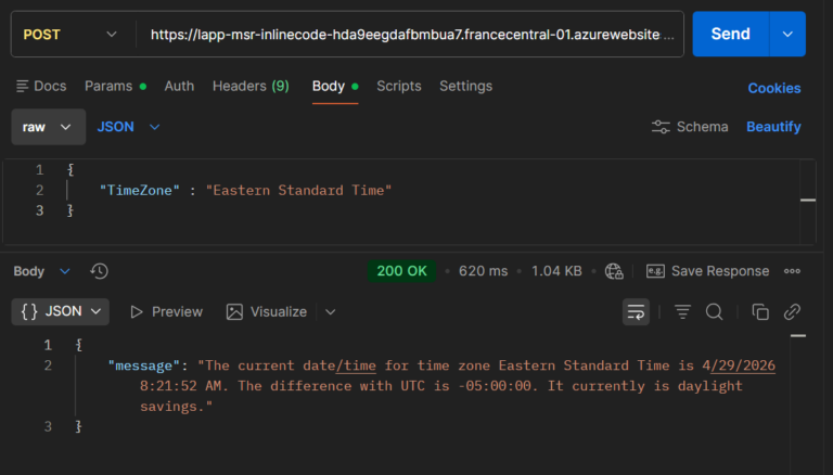 appel PostMan de la logic app